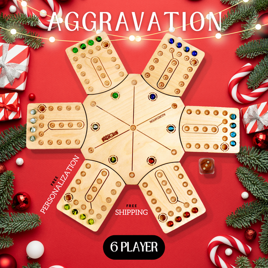 Physome Wooden Aggravation Ludo Style Family Fun Board Game (6 Player)