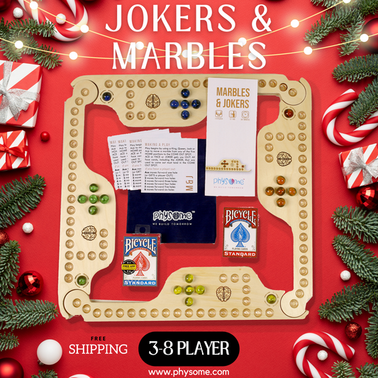 Physome Jokers and Marbles Indoor Board Game for 4 Players