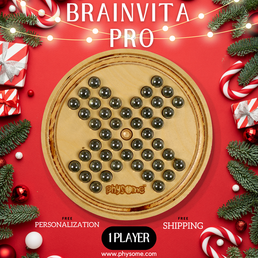 Physome Marblevita Brainvita Pro 1 Players Table Top Wooden Board Game